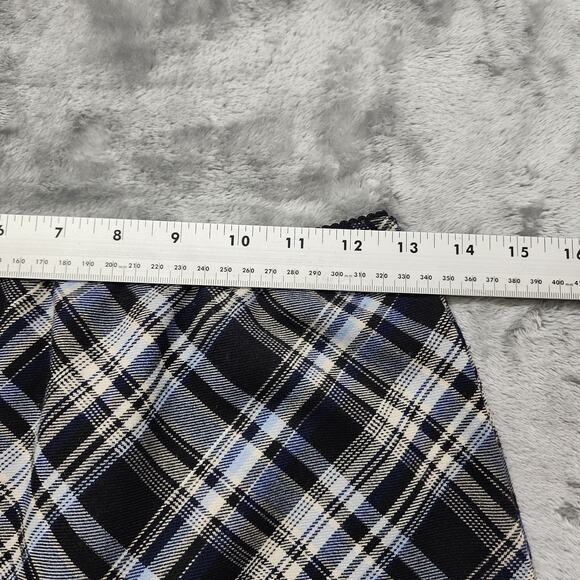 Vintage Lavender Skirt Womens M Blue Black Plaid Pull On Pencil Preppy Academia - Picture 6 of 8